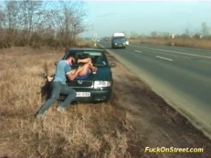 Fuck on streets babes gets wet cumshot on the highway