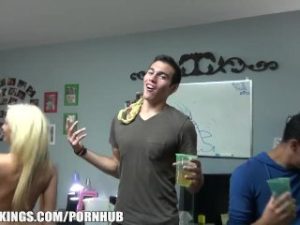 Group of HOT blonde college lesbians start a dorm room fuck party