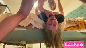 Sub slut throat fucked, spit on face and humiliation