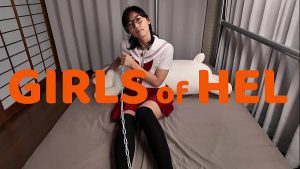 Chained submissive Asian girl makes herself cum multiple times